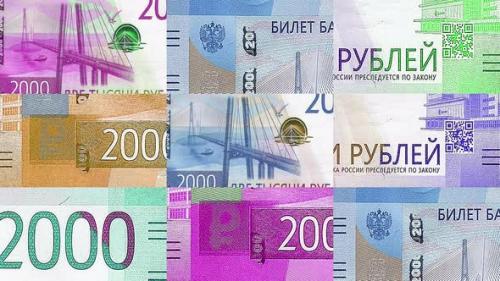 Videohive - Russia Ruble 2000 RUB banknotes abstract color mosaic pattern - 41964572