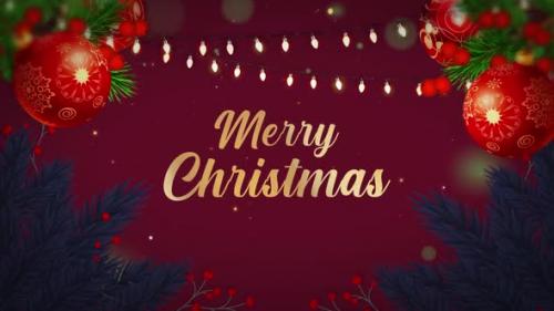 Videohive - Merry Christmas golden text animation with snowing particles. 4K animation V6 - 41982693