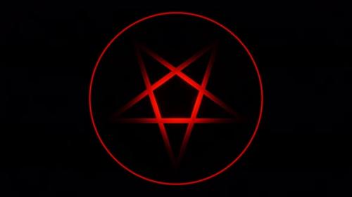 Videohive - Blinking Red Pentagram Symbols Tunnel Animation - 41984144