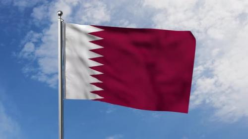 Videohive - Flag of Qatar with Sky Background - 41962317