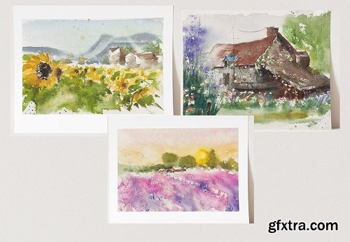 Watercolour Landscape Paintings in Loose Style of French Countryside: Unique and Fun!