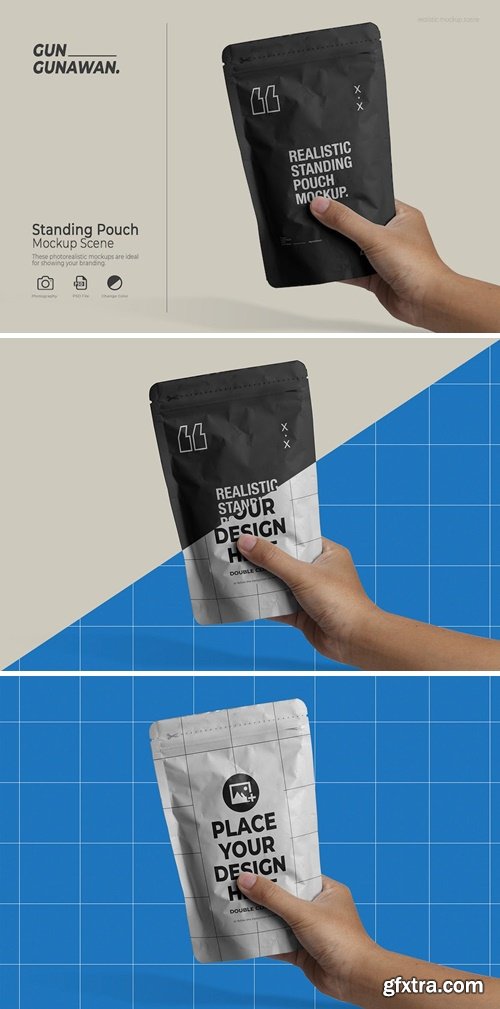Standing Pouch With Hand Mockup 8K864AN