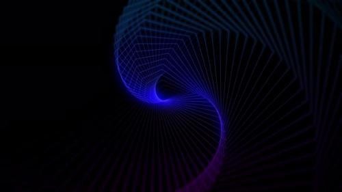 Videohive - blue and purple neon tunnel moving into the distance, abstract 3D background left title - 42006112