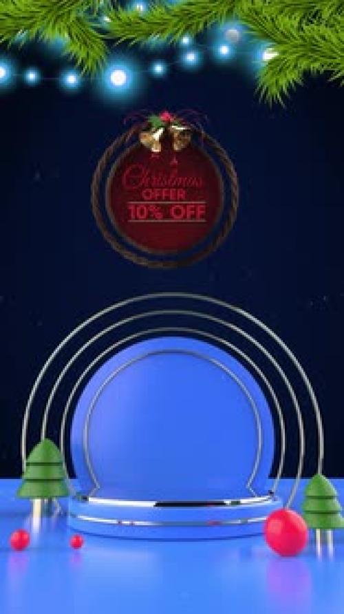 Videohive - Christmas 3D Podium Light Blue (Vertical) - 4K - 42006164