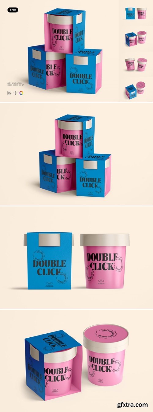 Ice Cream Packaging Mockup Set U9ZMW8X