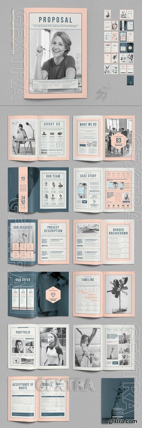 Business Proposal Template with Pale Peach and Dark Blue Elements 537602301