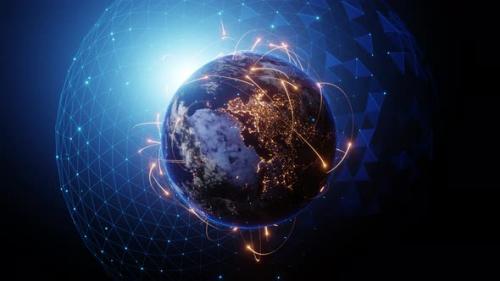 Videohive - Tech Earth Globalization networking. - 42018333