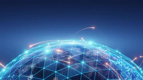 Videohive - Tech Earth Globalization networking. copy space - 42018340