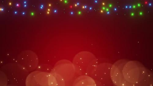 Videohive - Beautiful light bulb string with bokeh on red background. - 42040630