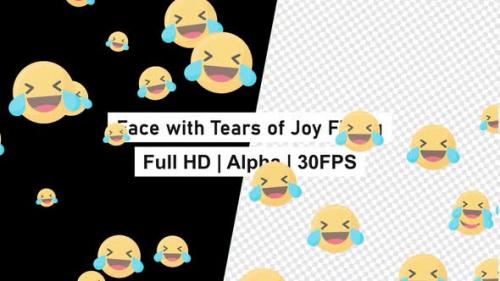 Videohive - Happy Face With Tears Of Joy Emoji Flying with Alpha - 42046192