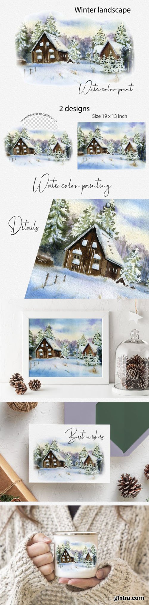 Winter Landscape - Printable Watercolor Poster Template