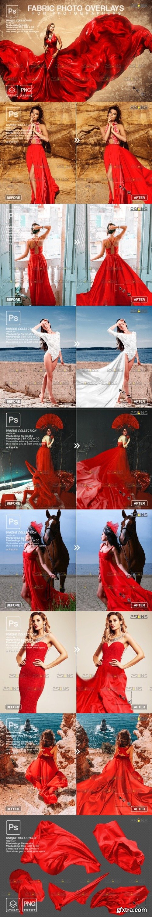 Creativemarket - Flying Fabric Photoshop Overlays Waving 10956651