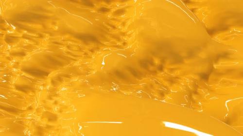Videohive - Yellow bright beautiful flowing water, yellow colored liquid like melted cheese or orange juice. Abs - 42145437