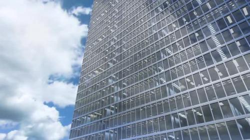 Videohive - Business Skyscraper Exterior Against Loopable Time Lapse Skyline with Sunlight - 42162028
