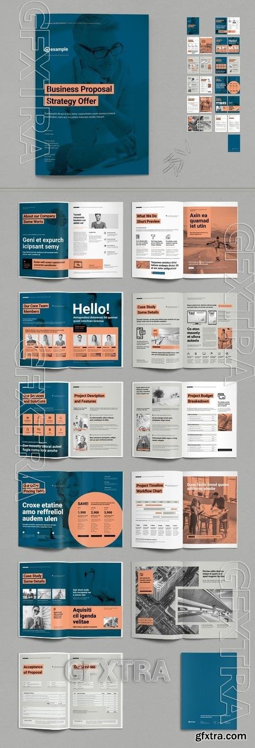Business Proposal Layout in Dark Blue and Peach Accents 513594973