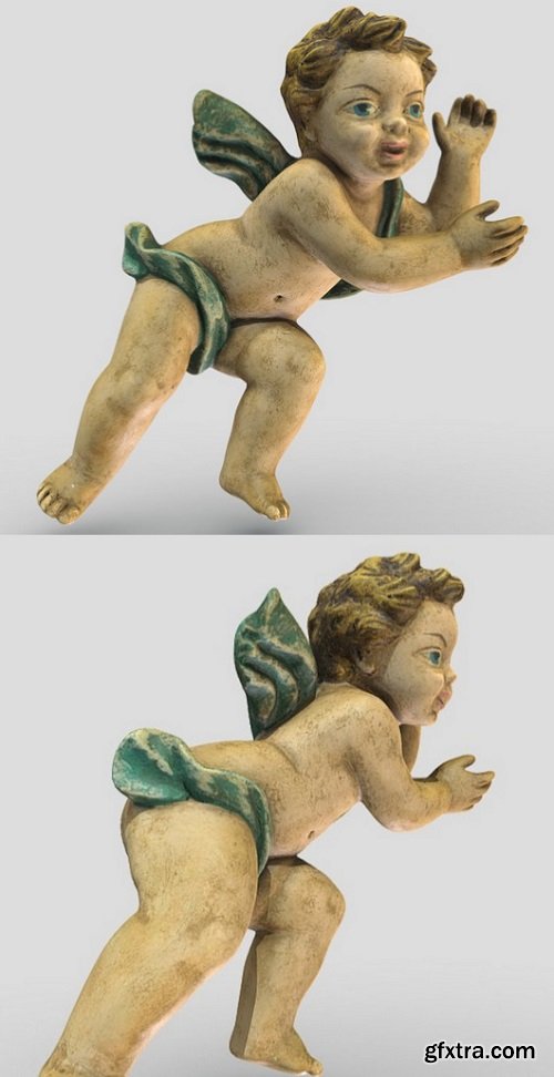 Baby angel sculpture antique lowpoly 3D Model