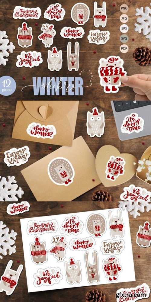 Christmas Winter Sticker Set Svg