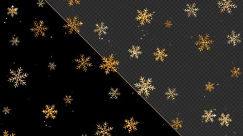 Videohive - Golden Snowflakes Overlay - 42162651