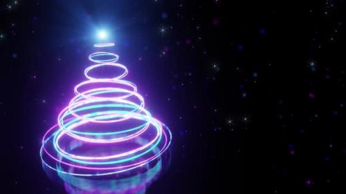 Videohive - Neon Circle Christmas Tree - 42164614