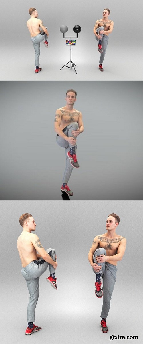 Athletic man stretching leg 366 3D Model