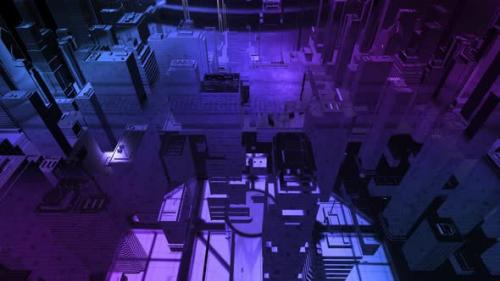 Videohive - Futuristic 3D Visualization of the City in Neon Illumination - 42146586