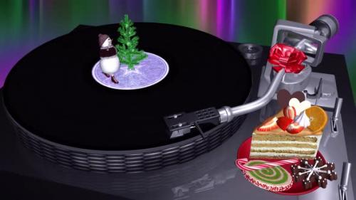 Videohive - Christmas Turntable - Playing Loop - Holiday Sweets - Skating Snowman - Polar Lights - 42155484