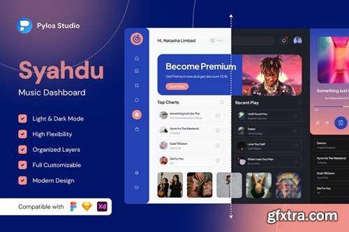Syahdu - Music Dashboard UI Kits 9C6KB6Y