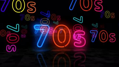 Videohive - 70s retro party symbol glowing neon 3d lights - 42134796
