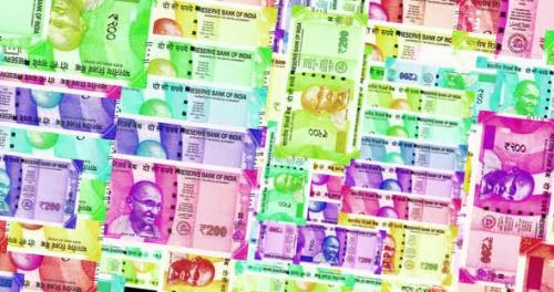 Videohive - India Rupee 200 INR banknotes abstract color mosaic pattern - 42140347