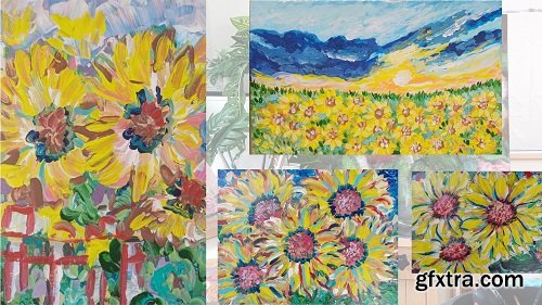 How to paint Sunflowers in Acrylics