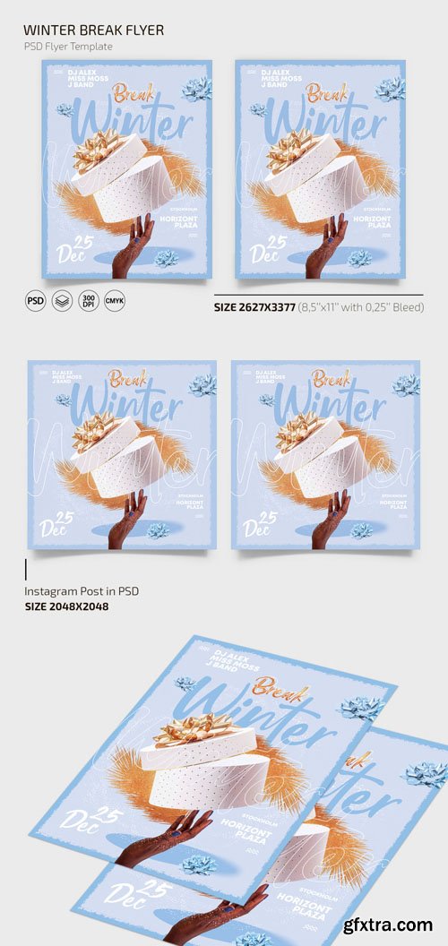 Winter Break Flyer & Insta Post PSD Templates