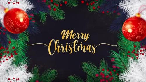 Videohive - Merry Christmas golden text animation with snowing particles. 4K animation V20 - 42191557