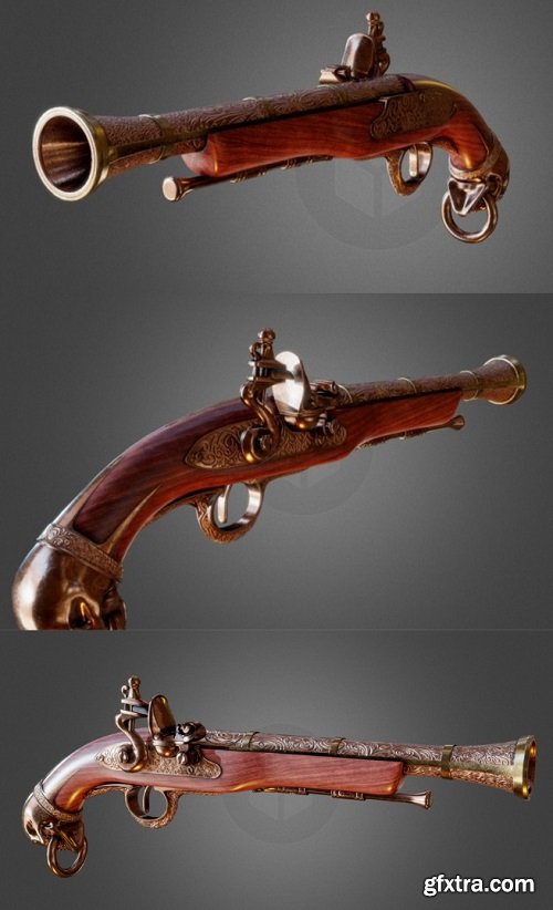 Flintlcok Pistol 3D Model