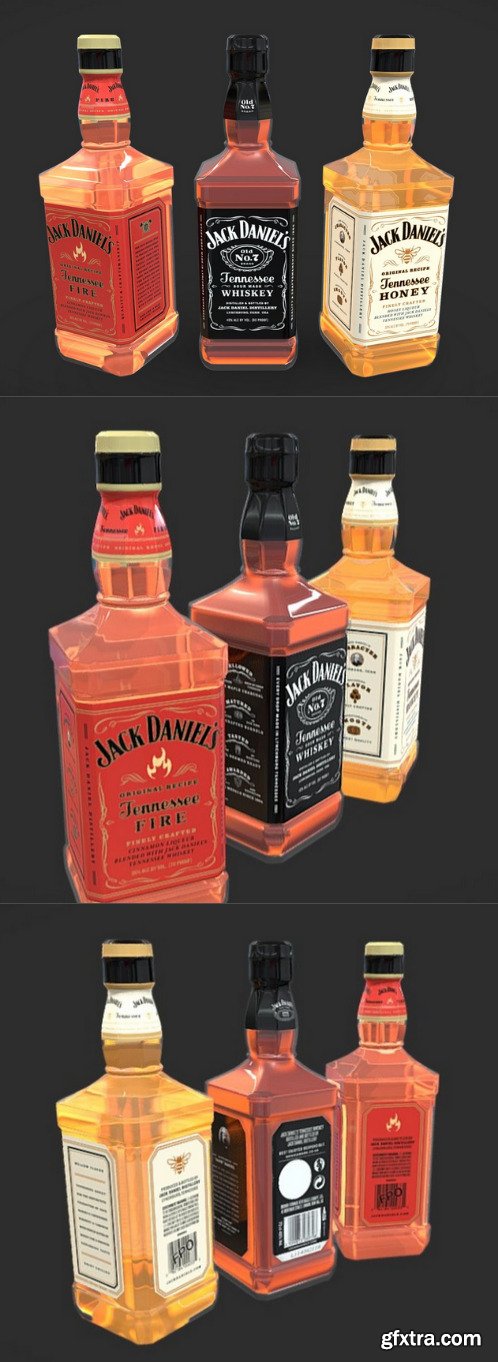 Jack Daniel Whiskey Collection 3D Model