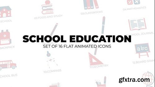 Videohive School Education - Set of 16 Animation Icons 41956631