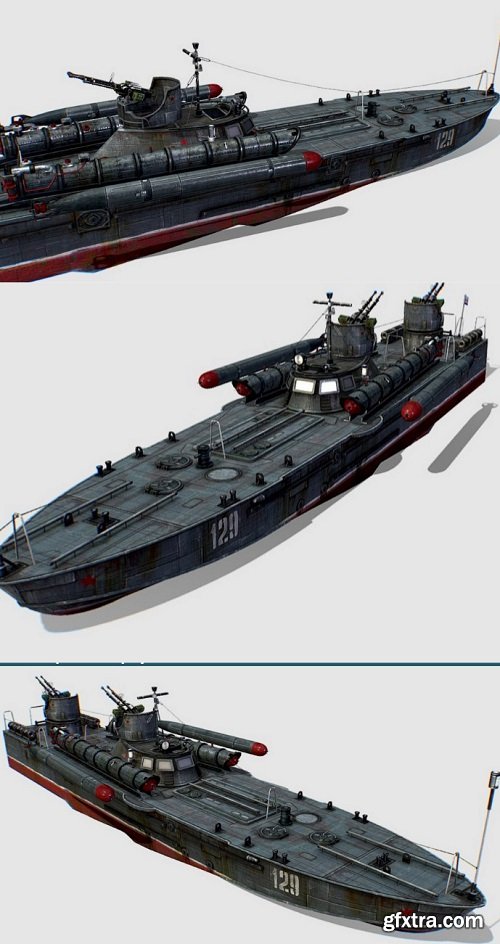USSR torpedo boat project 123 BIS Komsomolets 3D Model