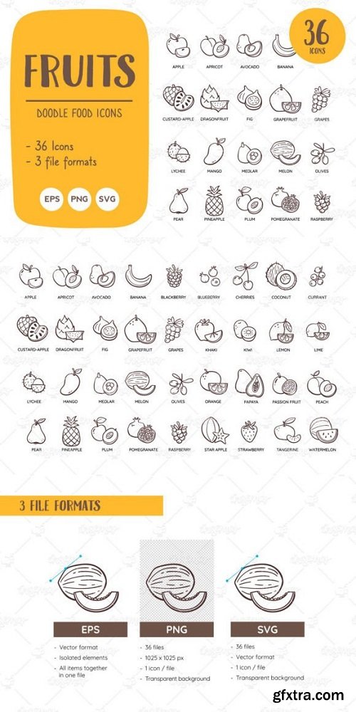 Fruit Doodle Icon Collection