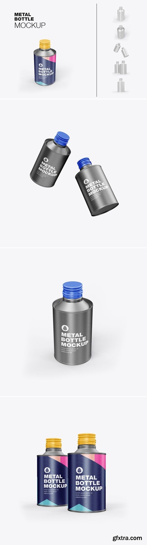 Set Metallic Cosmetic Bottle Mockup DHBTSLR