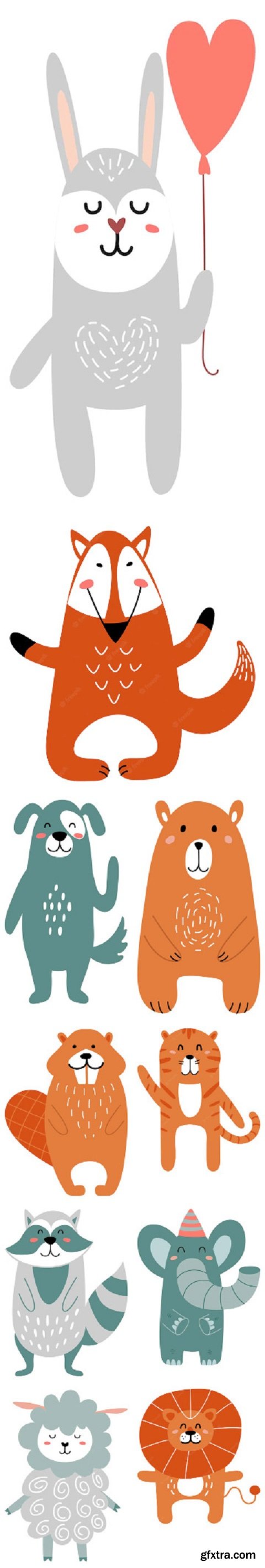 Cute animals nordic style woodland animal characters