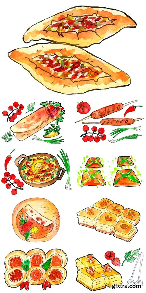 Turkish food, a menu of turkish cuisine.turkish national cuisine. menu of the dish. doodle art.