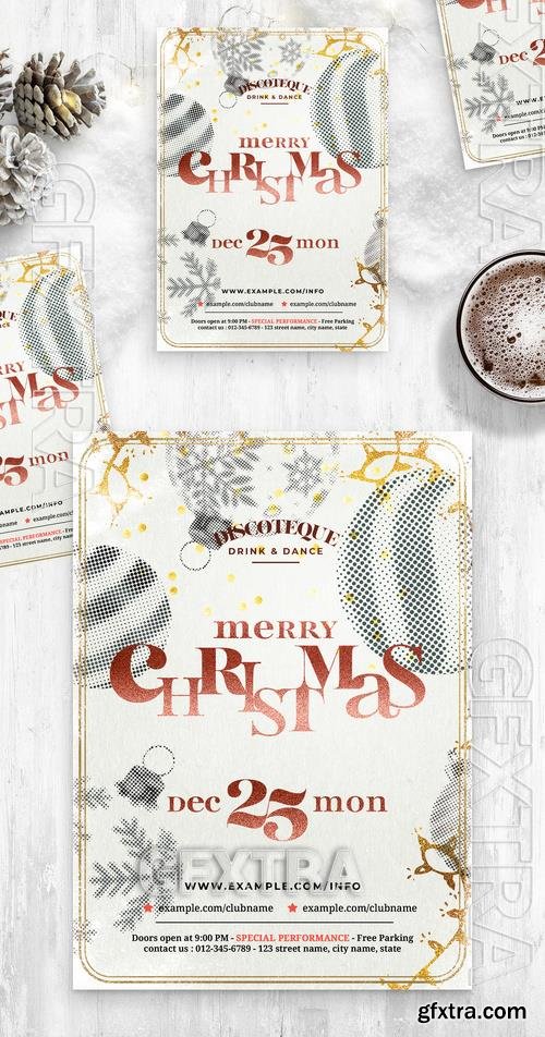 Merry Christmas Party Flyer Poster with Halftone Effect 532852036