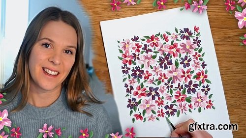 Paint Simple Ditsy Flowers with Gouache - From Imagination!