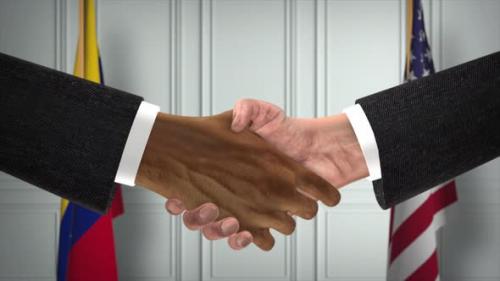 Videohive - Venezuela and USA Partnership Business Deal. National Government Flags. Official Diplomacy Handshake - 42343890