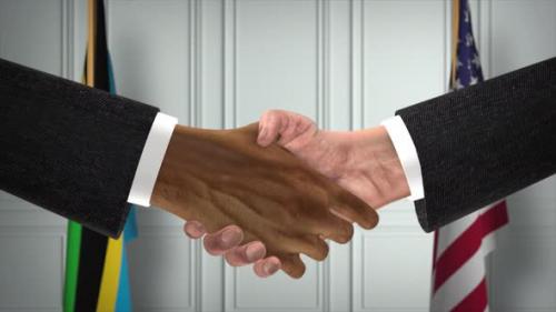 Videohive - Tanzania and USA Partnership Business Deal. National Government Flags. Official Diplomacy Handshake - 42344121