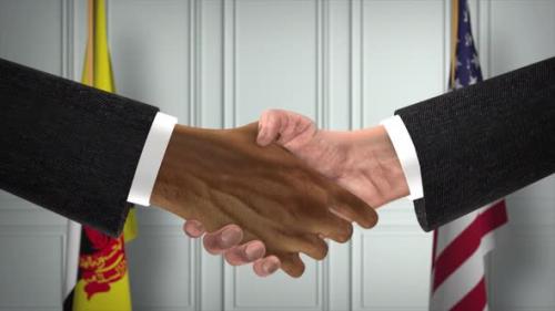 Videohive - Brunei and USA Partnership Business Deal. National Government Flags. Official Diplomacy Handshake - 42344219