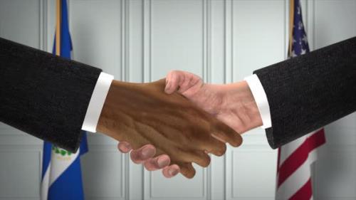 Videohive - El Salvador and USA Partnership Business Deal. National Government Flags. Official Diplomacy - 42344221