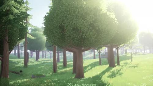 Videohive - Cartoon Landscape with Hills and Forest - 42349565