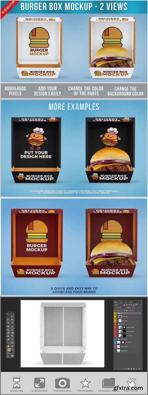 Box with Burger Mockup WT96AUP