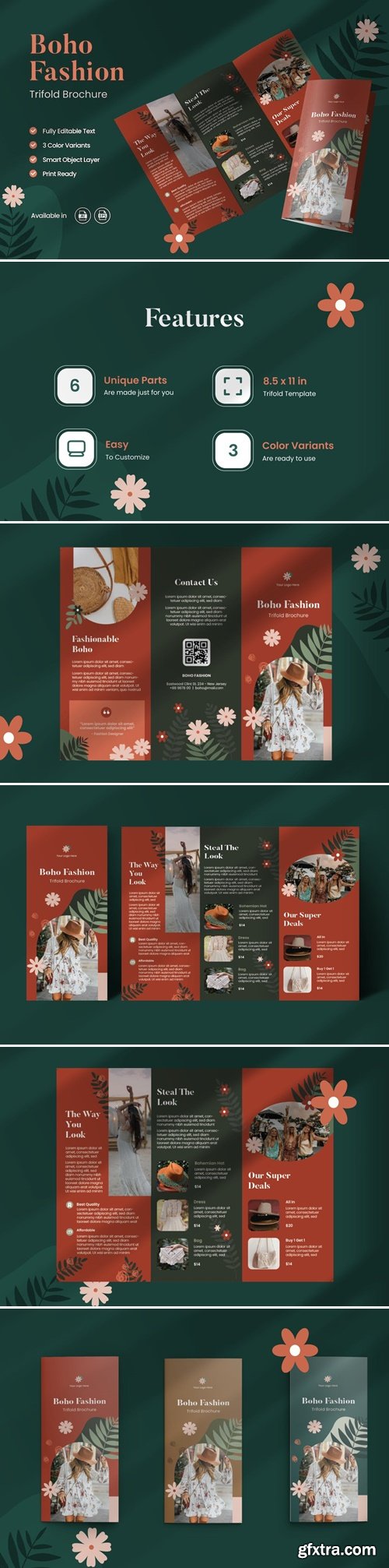 Boho Fashion Brochure Template 3LU52LT