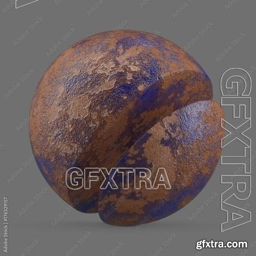 Blue rusted and painted metal 176329157